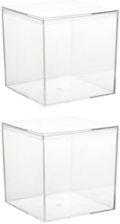 BestOyard 2pcs cuburi pătrate din plastic cu cutie de bomboane limpeziți cutia de bijuterii mini cutii de depozitare mini containere
