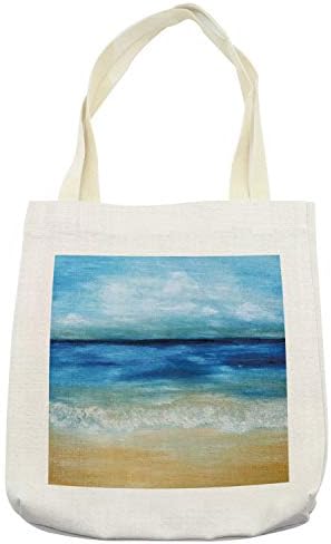 Geanta de artă Amensonne, nisip tropical plajă valuri pure ocean liniștit sub nori peisaje de vară, lenjerie de pânză geantă