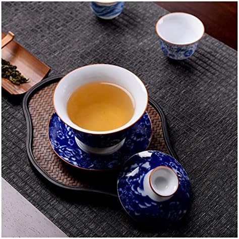 Bol de porțelan handmade porțelan acoperit cu ceai ceai ceai cu capac de farfurie set de ceai maestru de ceai de ceainică 190