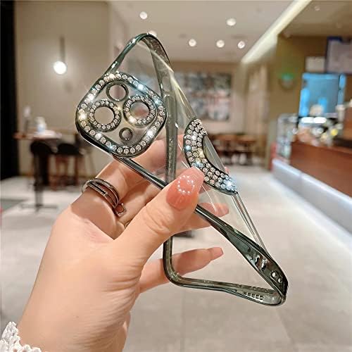 Casechics compatibil cu carcasa iPhone, sclipici de lux bling sclipitor cu diamante de rinonă protecție lentile lentile transparente
