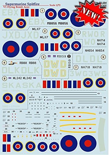 Decal Forv1 Flying Bomb ACES Supermarine Spitfire Scala de imprimare 72-284