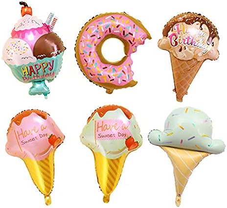 Baloane de înghețată Kawaii Donut and Ice Cream Mylar Balloane pentru înghețată Temă de naștere petrecere de naștere pentru