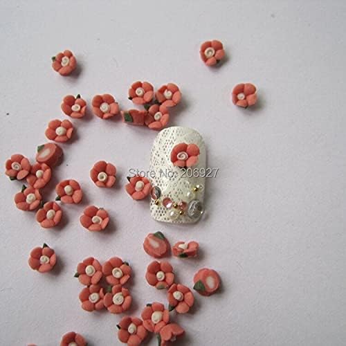 CF1-3 30 pcs drăguț ceramică roșie formă de floare de unghii arta perspective de decorare