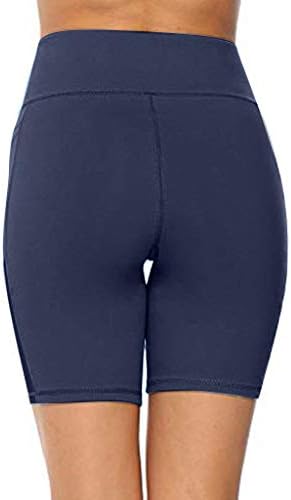 Vowua pentru femei plus dimensiuni pantaloni scurți de yoga cu talie cu buzunare pantaloni pantaloni de yoga cu întindere solidă pantaloni scurți pentru biciclete