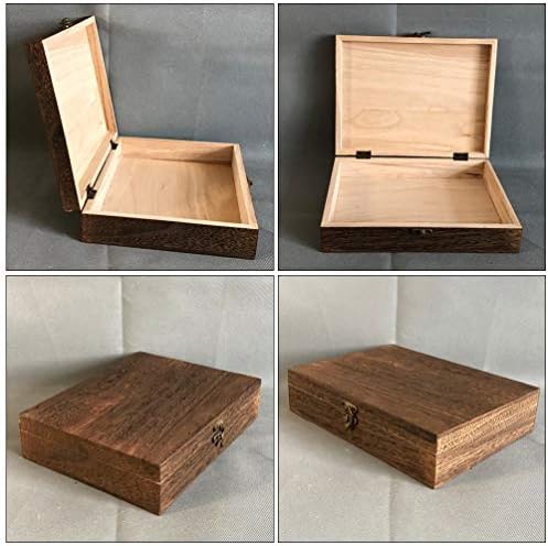 Cabilock Rustic Storage Carcasă din lemn Keepsake cutie vintage decorative de depozitare din lemn cutia manuală fabricată din