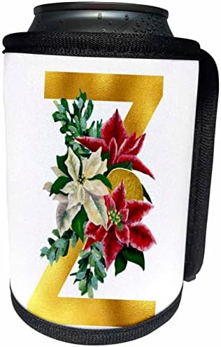 3Drose Christmas Floral Image of Gold Monogram Inițial Z - Can Can Cooler Bottle Wrap