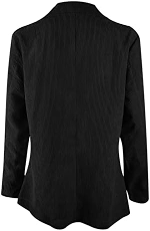 Femei cu mânecă lungă blazer de lucru butonul de birou deschis jacheta din față tunică blazer corduroy strat de sân dublu