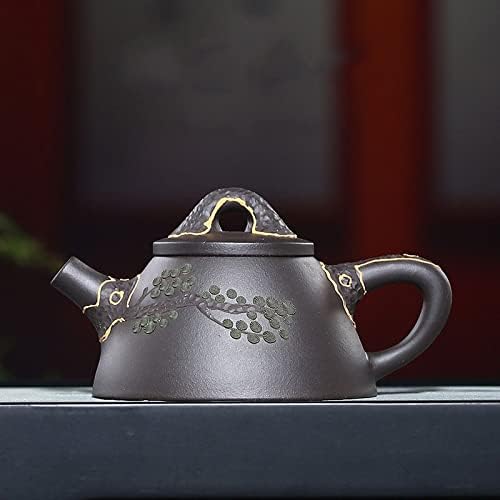 Ceapot de lut violet Wionc, Zisha, realizat manual, set de ceai, băut ceai, noroi Huanglongshan, nămol negru turcoaz