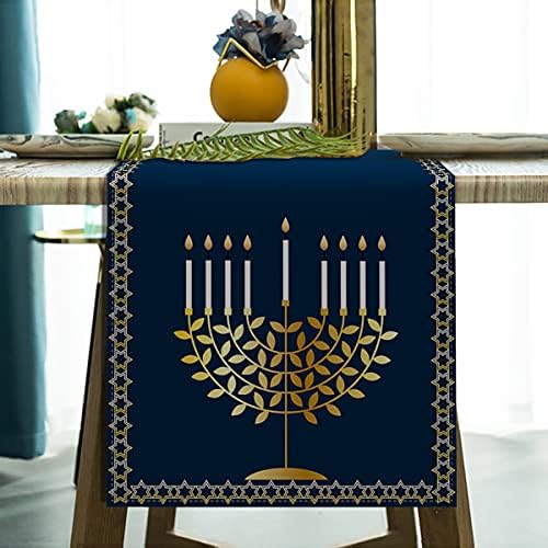 Lenjerie 13x72 Hanukkah alergător de masă Evreiesc Hanukah Memorah decorare masă bucătărie decorare Sufragerie