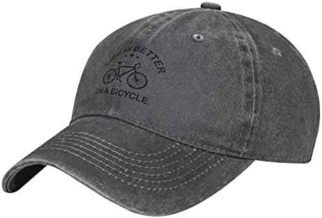 Viața este mai bună pe un slogan de bicicletă pălării de Cowboy Unisex șepci de Baseball reglabile Deep Heather