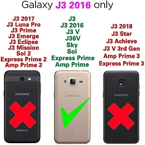 Compatibil cu Samsung Galaxy J3 / J 3 V / J36v / Sky / Amp prim portofel caz și sticlă călită Ecran Protector Flip Cover