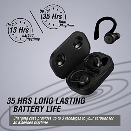 Volkano Momentum Series Sports Earbuds Bluetooth Wireless - Căști wireless cu cârlige pentru urechi detașabile, căști sportive