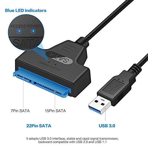Cablu eyoold SATA până la USB 3.0 pentru 2,5 HDD SSD + SATA III Cablu de adunare pentru hard disk pentru HDD/SSD de 2,5 3,5