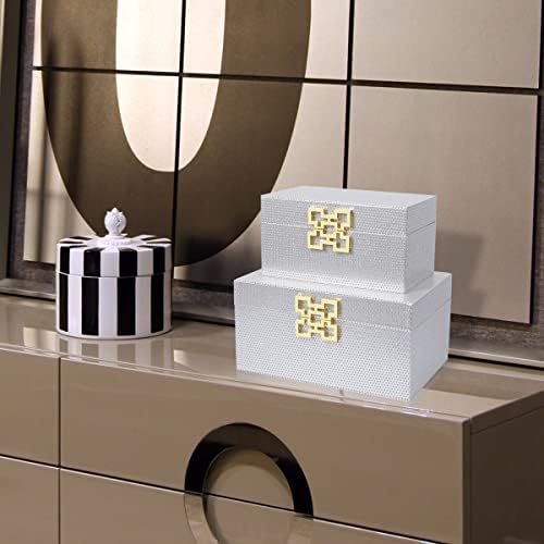 Zikoul Silver Glitter cutie decorativă din piele cutii Decorative de depozitare cu capace pentru Decor acasă Treasure Keepsake