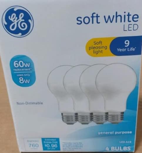 Ge LED A19 60 watt echivalent moale alb Non-Dimmable LED bec