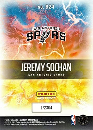 2022-23 Panini Instant Breakaway Baschet B24 Jeremy Sochan Rookie Card Spurs