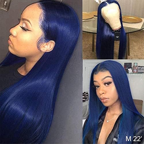 Peruci Xzgden perucă de păr Perucă albastră de păr uman 13 4 peruci frontale din dantelă compatibile cu femeile negre densitate