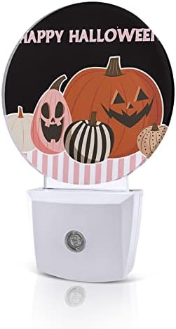 Halloween Night Light pentru copii, adulți, băieți, fete, copil mic, creșă pentru bebeluși, dormitor pentru baie Holul toaletă Portabil în perete Lumină Lumină Senzor automat Craniu negru Pumpkins Boho Geometry dungi roz