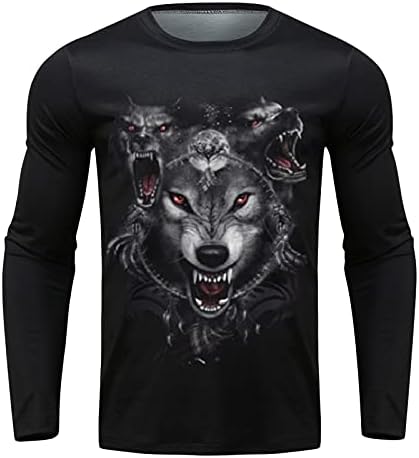 Tricouri cu mânecă lungă Beuu pentru bărbați, 2022 Spring 3d Tiger Lion Tiyt Crewneck Tricouri Tricouri Casual Atletic Tees