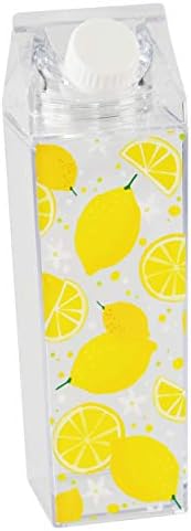 Home-X Lemon Design Lapte Sticlă de apă cu carton cu vârf de răsucire, sticlă de apă acrilică reutilizabilă pentru sport, drumeții