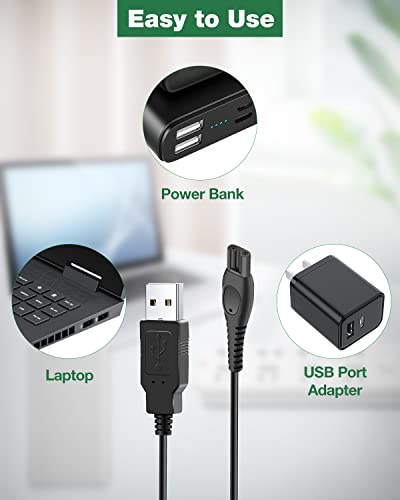 Cablu de încărcare USB de 15V pentru Philips Norelco HQ8505 2300 7000 5000 3000 Seria 3500 MG5750 MG7750 S1560 Trimmer de barbă