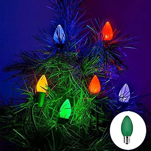 Ydjoo 25 Pack C7 ceramice LED verde bec 1W LED înlocuire becuri Crăciun șir Becuri E12 Mini Candelabre bec lumânare Becuri