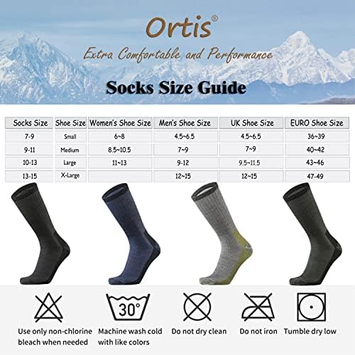 Ortis Merino Lână Umiditate Wicking Outdoor Solding Cushion Socks For Men 4 Pack