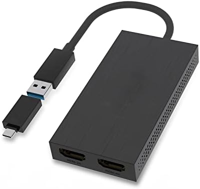 4xem- USB 3.0 la Adaptor Dual HDMI 4K- USB 3.0 Gazdă HDMI 1.4 Porturi feminine cu USB-C la USB-A adaptor