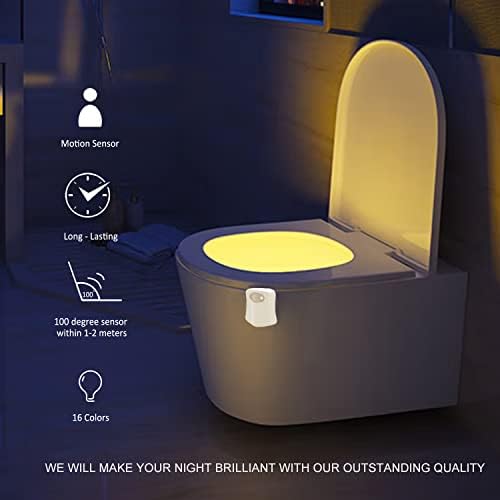 I-articole pure 16-lumină de noapte de toaletă de culoare-detectare activată prin mișcare lumini pentru bol de baie-idee amuzantă de cadouri de ziua de naștere Pentru Tată, Mamă, bărbați, femei și copii - umpluturi de ciorapi de Crăciun-gadget Cool