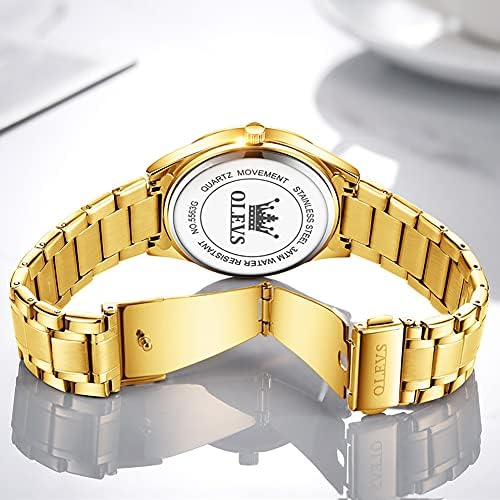OLEVS Mens aur ceasuri impermeabil inox usoare ceas cu data clasic rochie de lux ceas pentru barbati Aur Alb Albastru Verde Dial