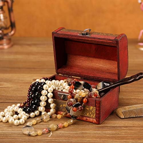 Pirate Holibanna Pirate Decorații Pirate Pirate Comoră Chest din lemn bijuterii cutia cu cutie de trinket Keepsake cutia de