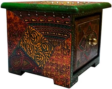 Cutie din lemn Purpledip: cutie pătrată pictată manual pentru bijuterii sau chei