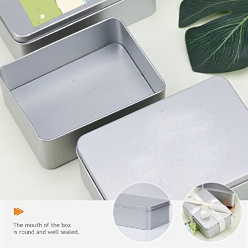 Amosfun Food 3pcs cutii de metal goale cu capac dreptunghiular cu cutie de staniu mini containere portabile pentru depozitare a meșteșugurilor pentru depozitare pentru meșteri, 5,58 x 3,85 x 1,97in, ciocolată