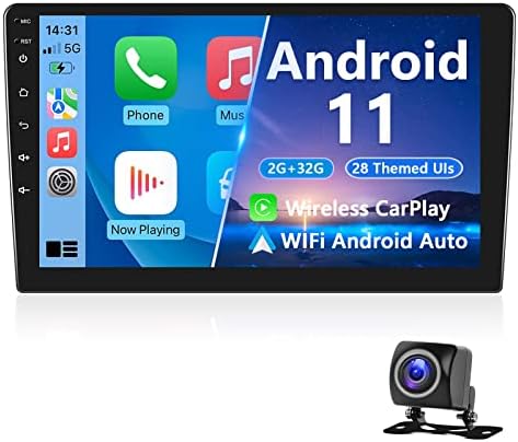 [2G+32G] stereo auto Android dublu DIN cu Apple CarPlay Android Auto fără fir, radio auto Bluetooth cu ecran tactil de 10,1