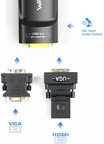 WAVLINK USB 3.0 TO DVI HDMI VGA Graphics Graphics Adapter Universal Converter cu port audio Afișare cip acceptă până la 6 afișaje