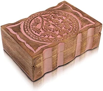 Cadou de naștere excelent manual realizat manual decorativ din lemn cutia copac de viață, bijuterii, organizator de bijuterii