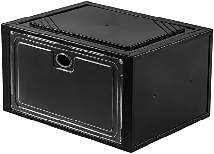 Cuugf pp Plastic Stocare cutie pentru încălțăminte transparent puternic cu aspirație magnetică acrilică cutia de depozitare Flip cutia de uz casnic ușă laterală neagră