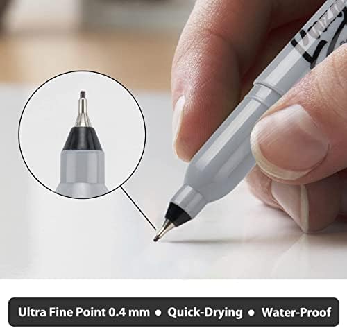 LAZGOL Ultra Fine Permanent Marker Bulk, 60 Pack Ultra Fine Point Black Permanent Marker set, Pixuri cu pâslă funcționează