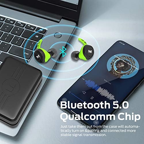 Monster Champion True Wireless Earbuds, Bluetooth 5.0 IPX8 căștile sport impermeabile cu apă aptx, CVC 8.0 Anularea zgomotului,