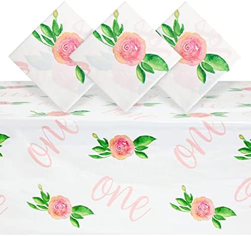 Juvale 3 pachet o masă de masă pentru fete Floral 1st Birthday TEMED PENTRY PENTRU